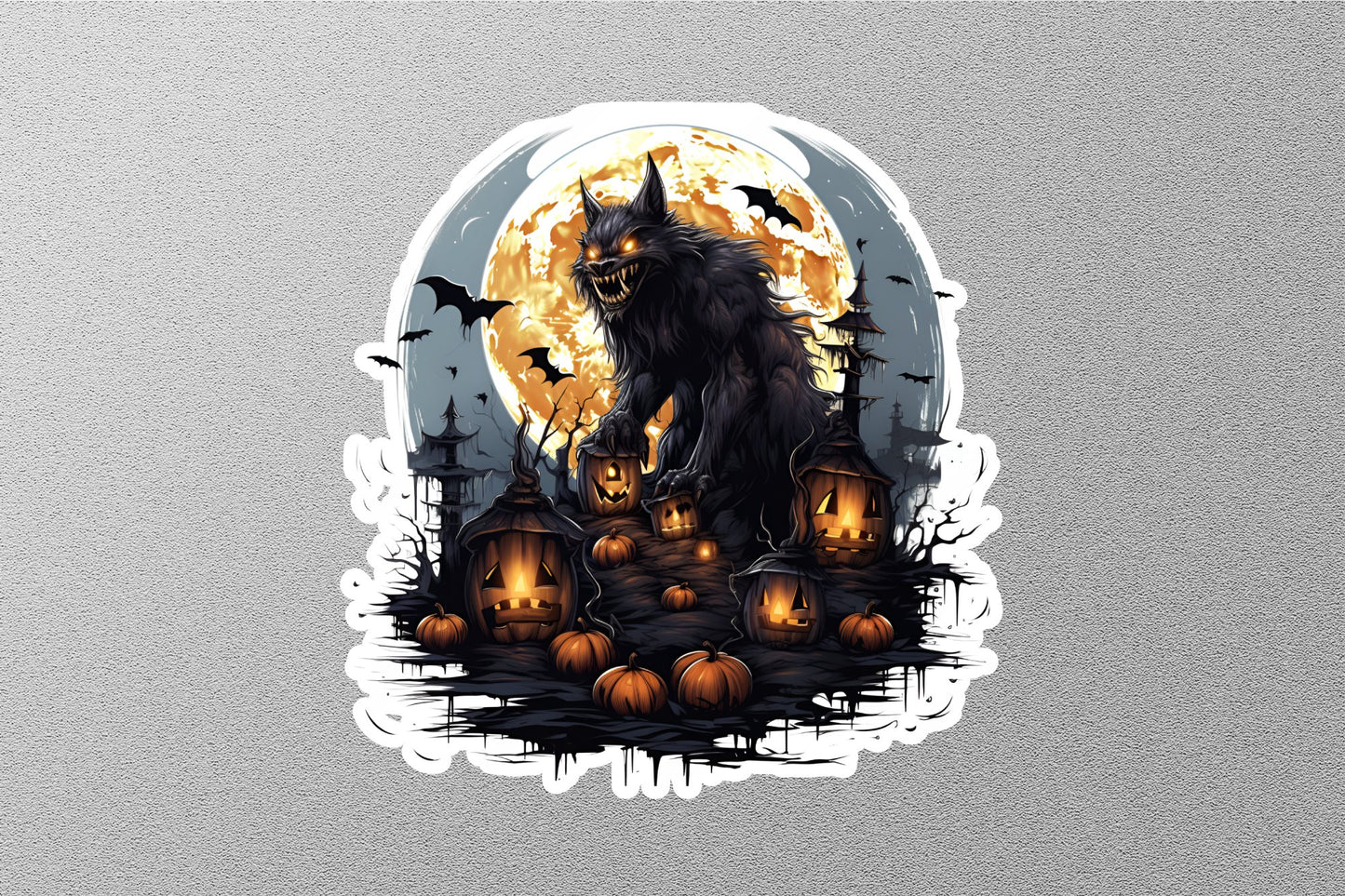 Black Wolf Halloween Sticker