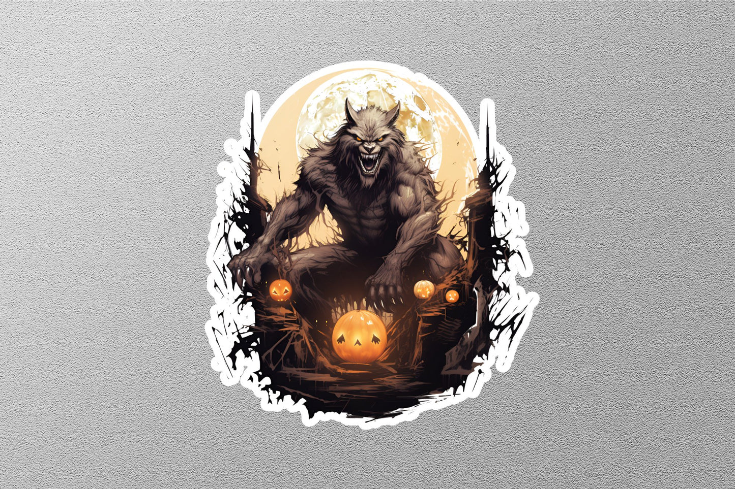 Scary Black Wolf Halloween Sticker