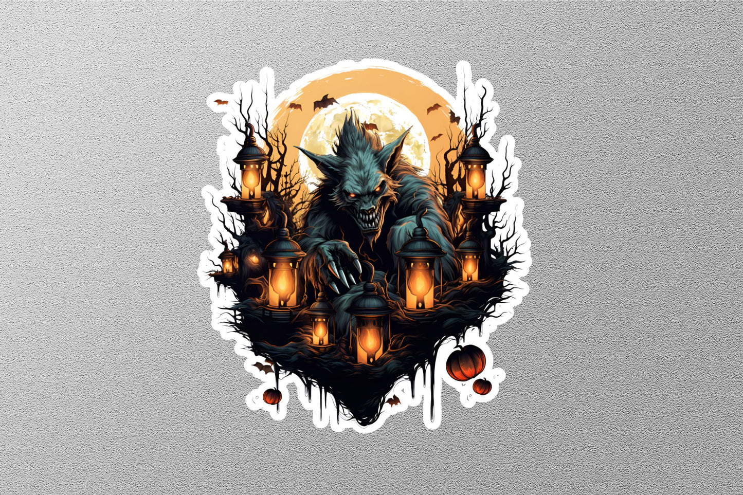 Black Wolf With Lights Halloween Sticker