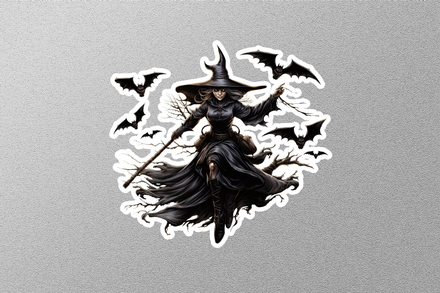 Wholesale Scary Halloween Witch With Bats Sticker