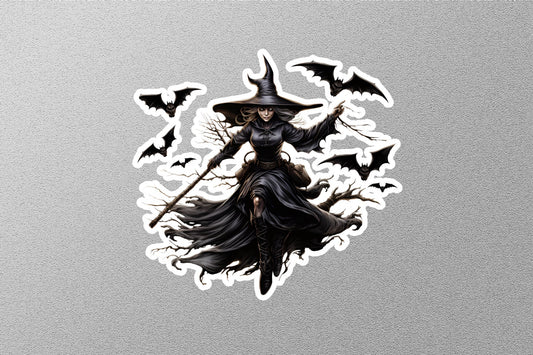 Wholesale Scary Halloween Witch With Bats Sticker