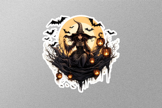 Wholesale Witch With Halloween Pumpkins Sticker