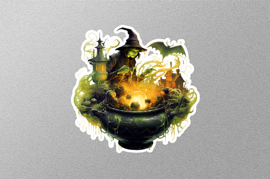 Wholesale Green Witch With Halloween Pumpkins Sticker