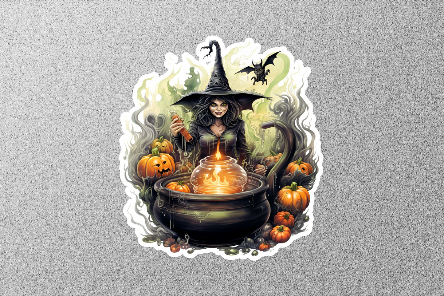 Scary Witch With Candles Halloween Sticker