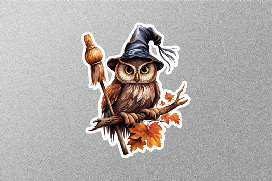 Owl With Witch Hat Halloween Sticker