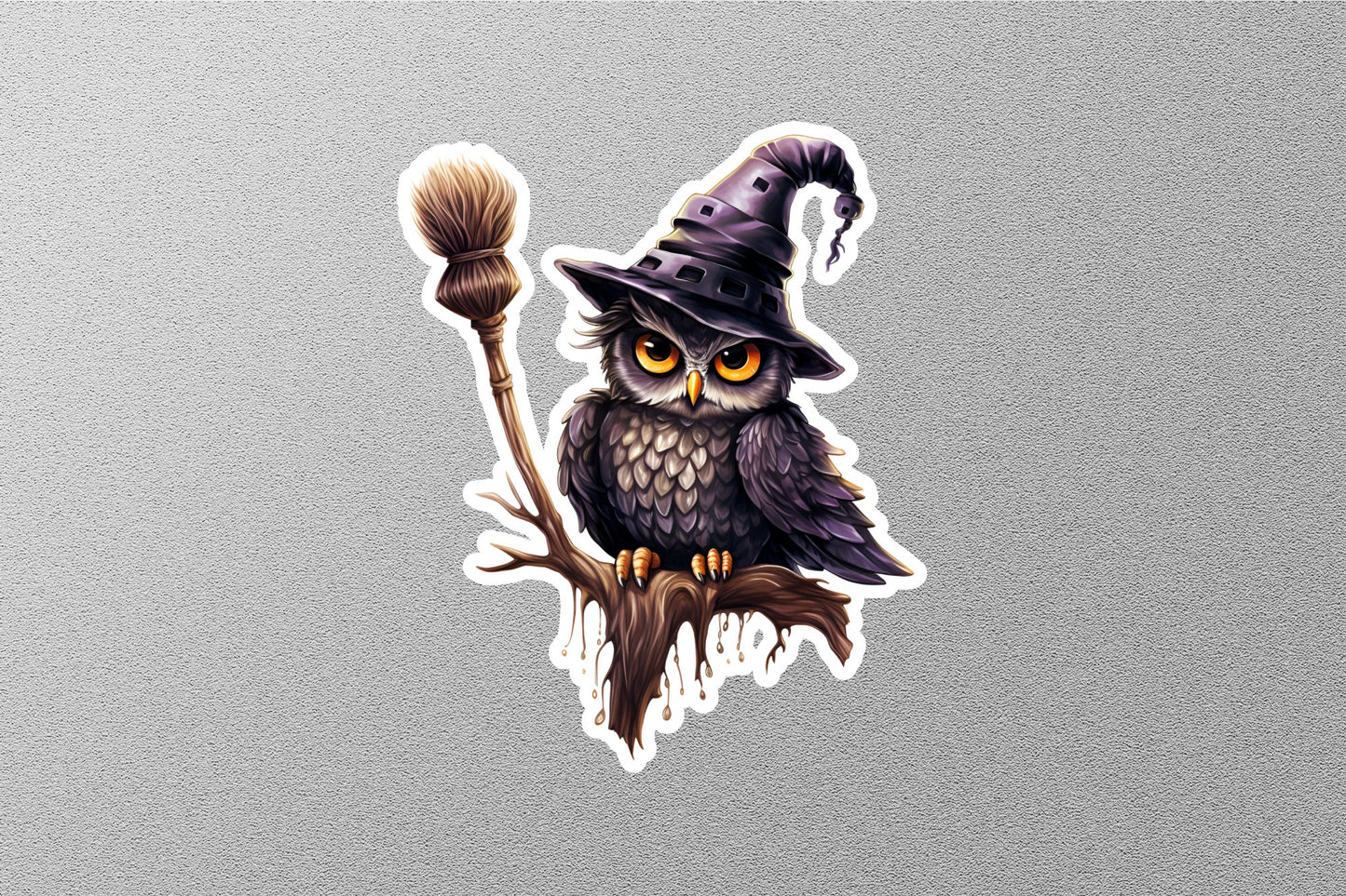Angry Owl With Witch Hat Halloween Sticker