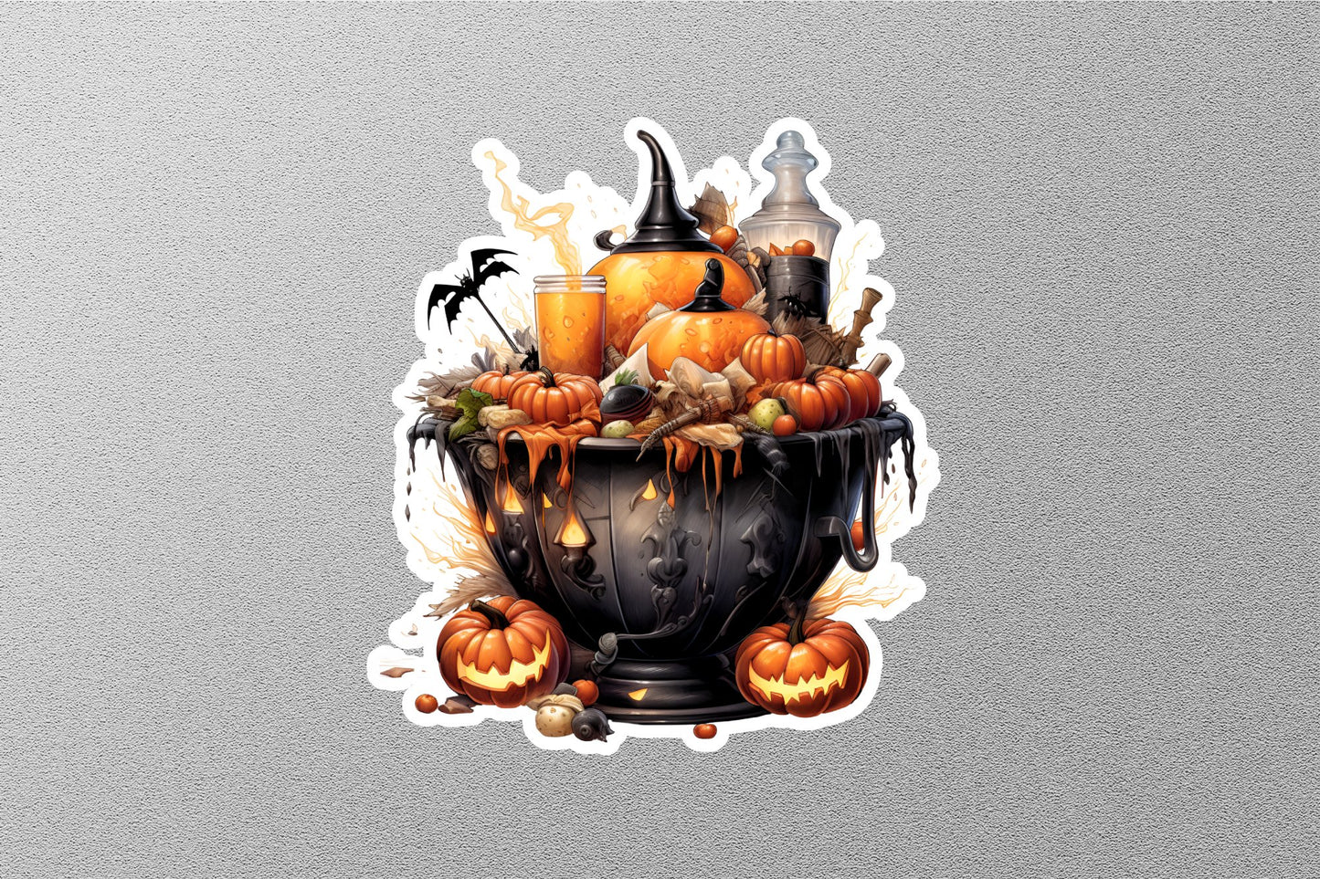 Cartoon Witches Cauldron Halloween Sticker