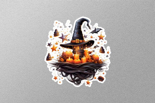Candles And Witches Hat Halloween Sticker