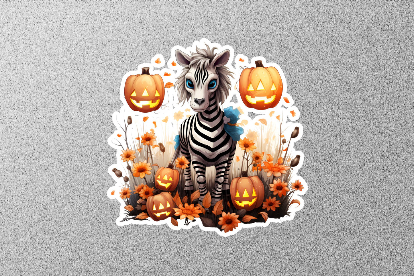 Cute Zebra And Halloween Pumpkins Sticker