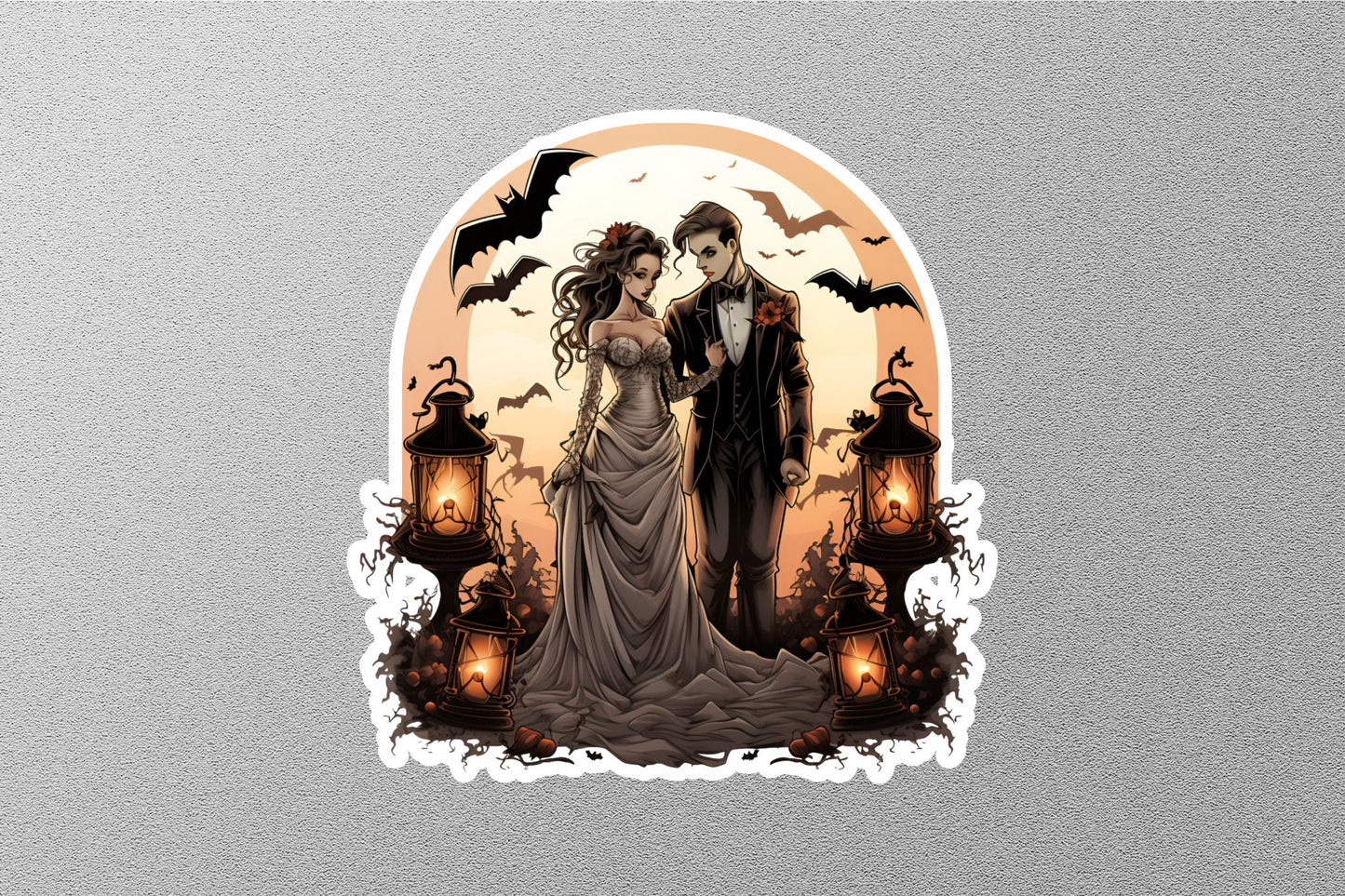 Newly Married Couples With Candles Halloween Sticker