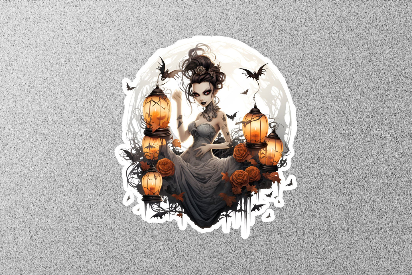 Ghost Bride With Lanterns Halloween Sticker