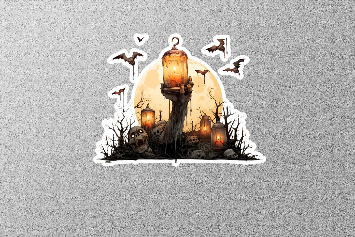 Skulls And Lanterns Halloween Sticker