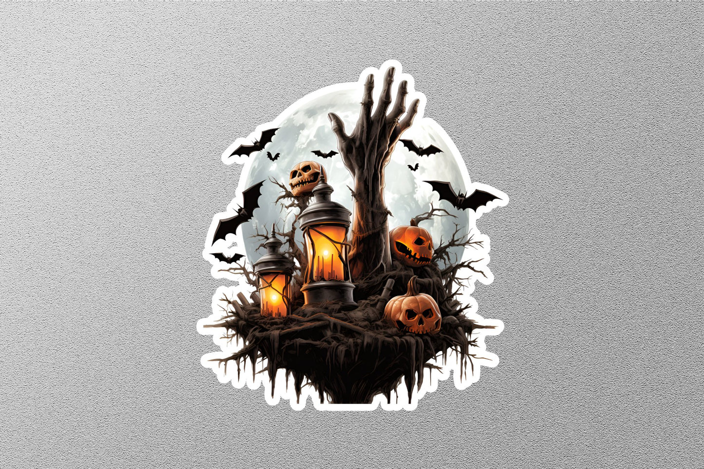 Scary Skulls And Lanterns Halloween Sticker