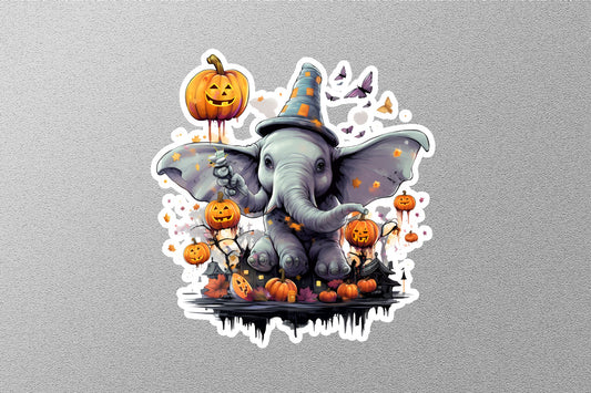 Wholesale Elephant with Witch Halloween Sticker