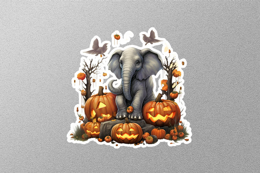 Cute Elephant with Witch Halloween Sticker