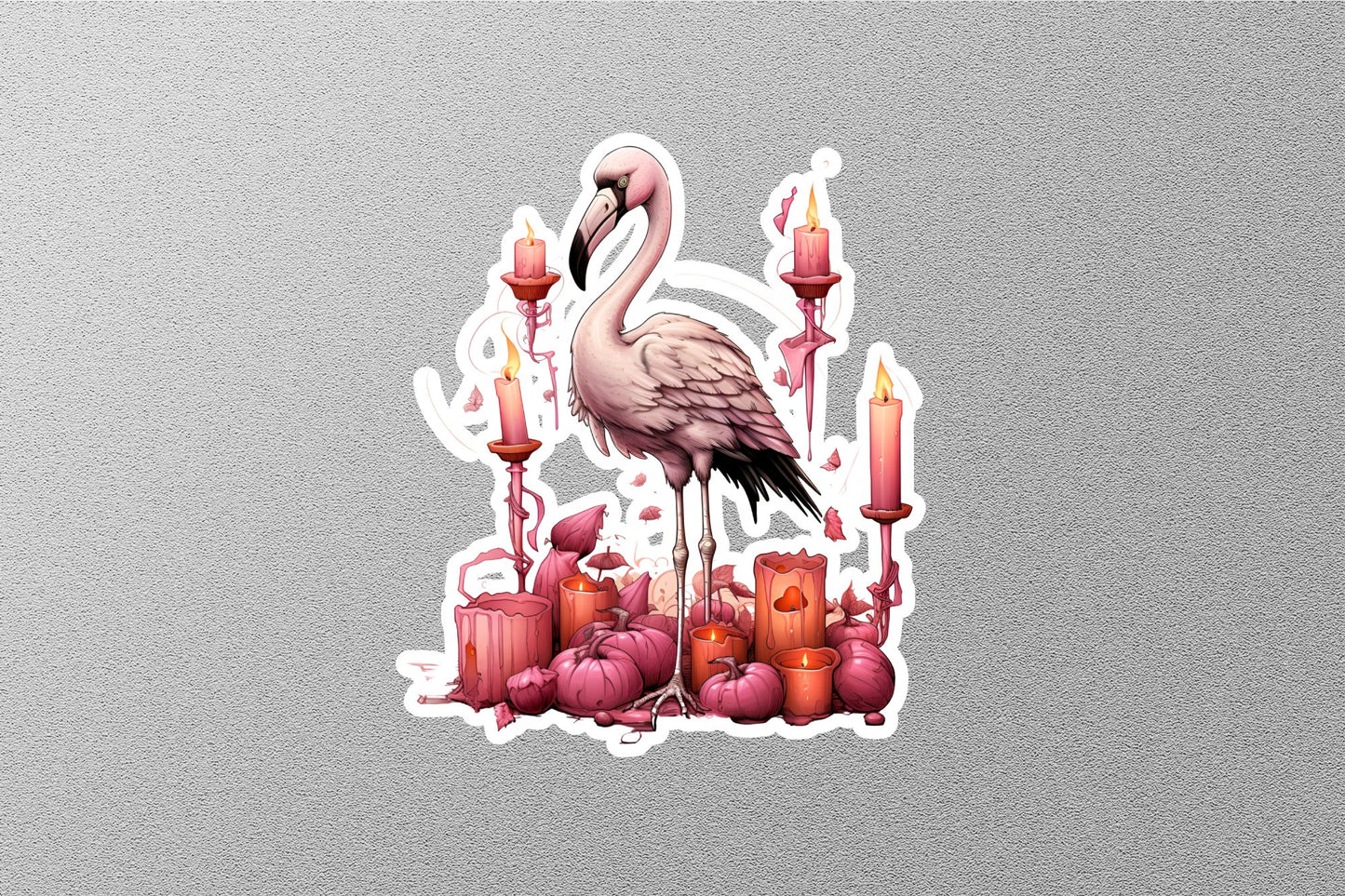 Pink Flamingo Pumpkin Halloween Sticker