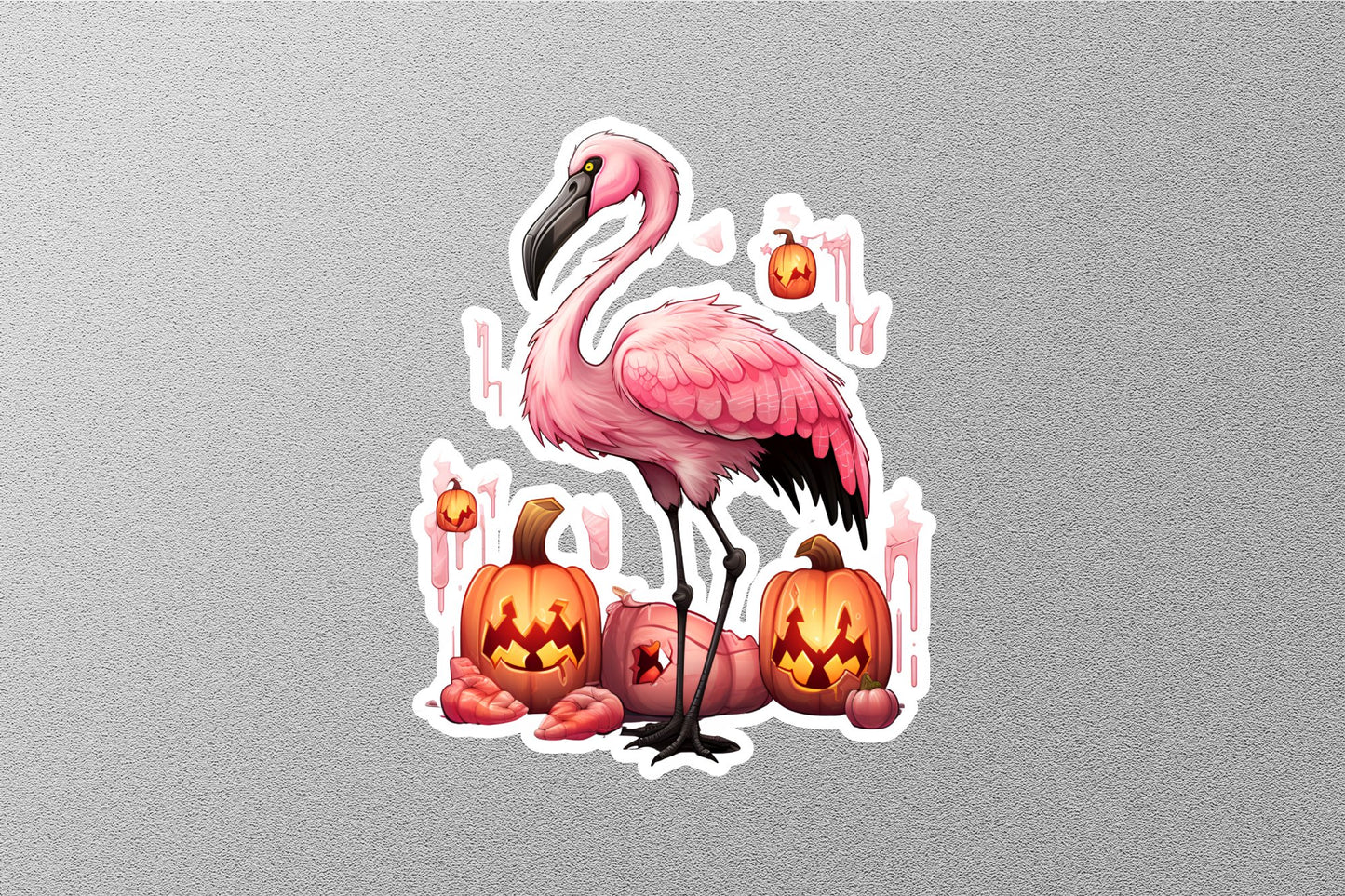 Flamingo with Pumpkin Halloween Sticker