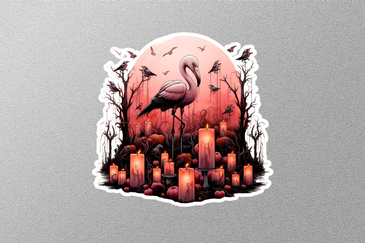 Flamingo with Candle Halloween Sticker