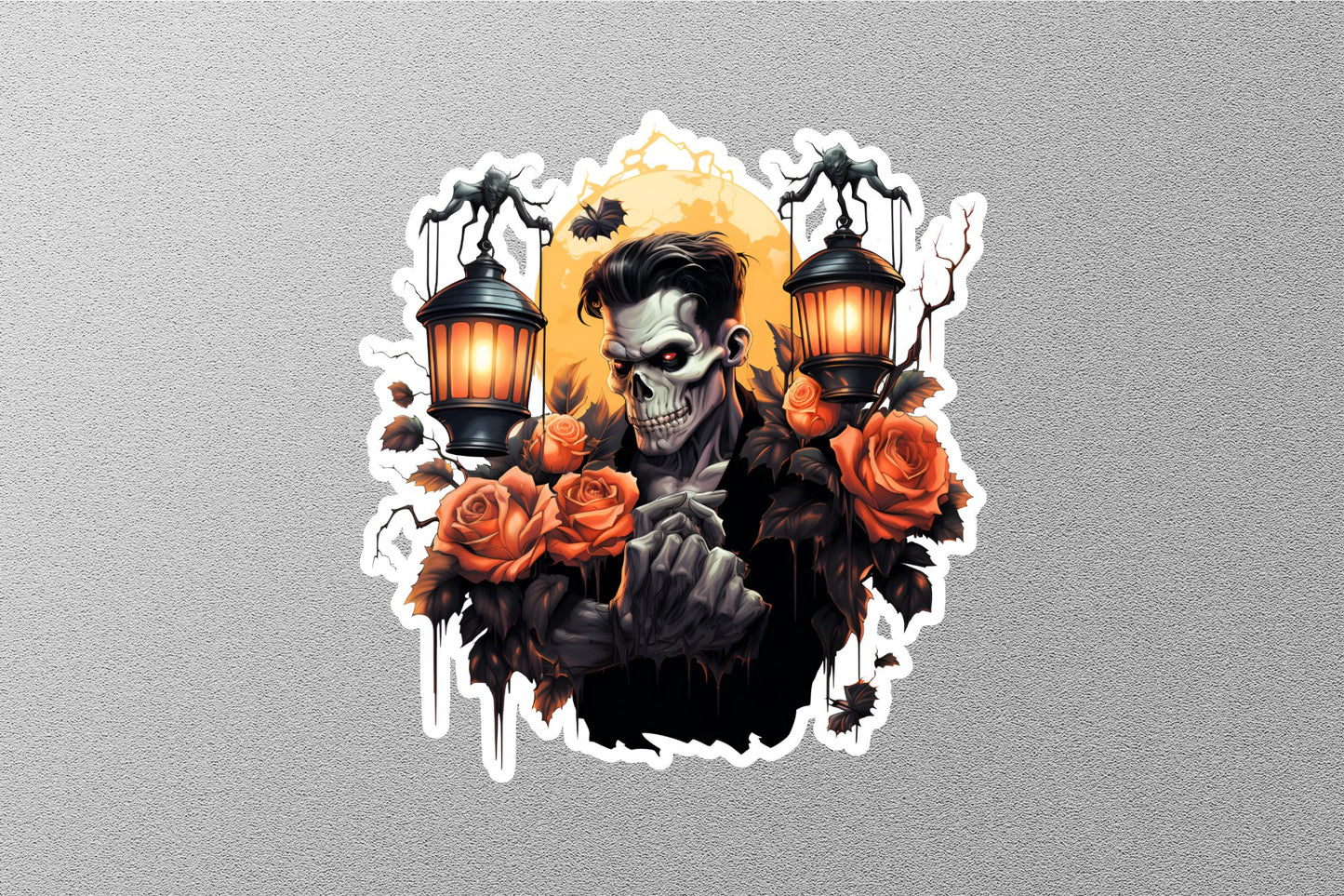 Wholesale Barber Skull Gentlemen Halloween Sticker