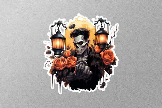 Barber Skull Gentlemen Halloween Sticker