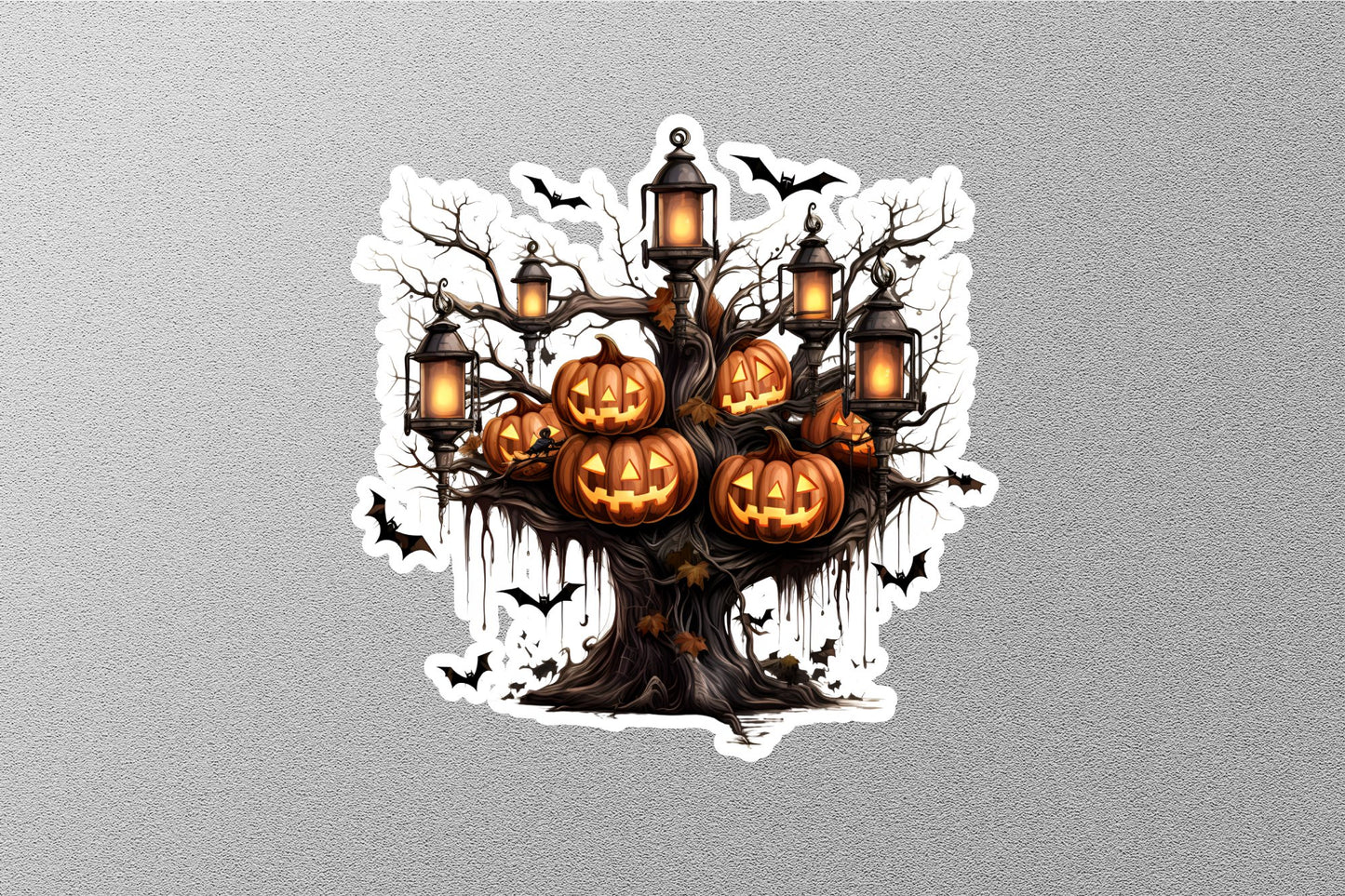 Pumpkin with Dry Tree Halloween Sticker
