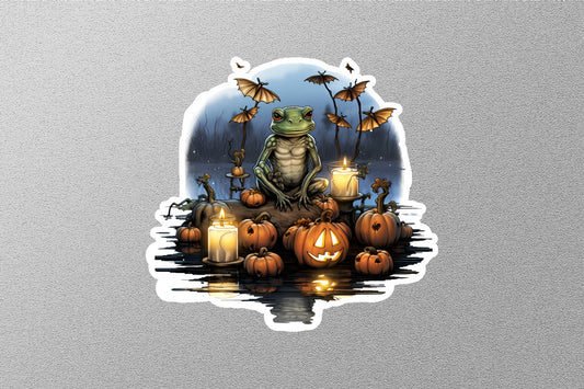 Pumpkin with Frog And Candle Halloween Sticker