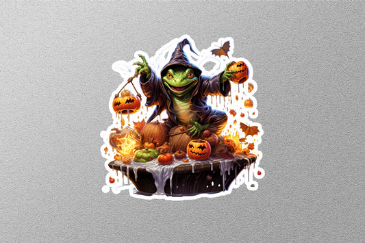 Frog Smile With Pumpkin Halloween Sticker