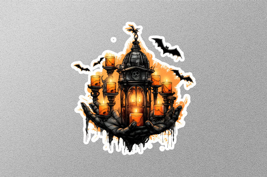 Haunted House With Lamp Halloween Sticker