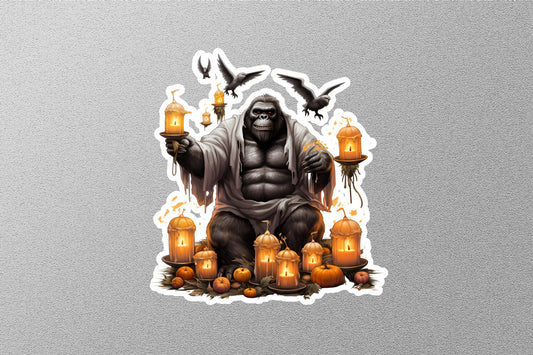Angry Gorilla With Pumpkin Halloween Sticker