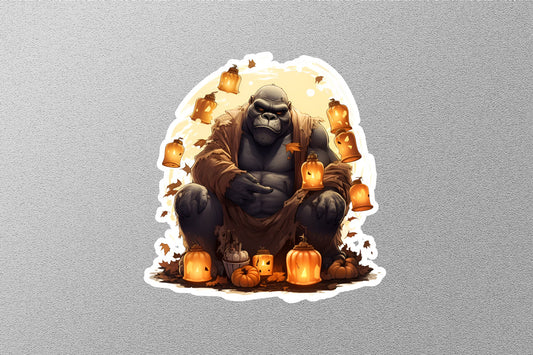 Gorilla With Pumpkin Halloween Sticker