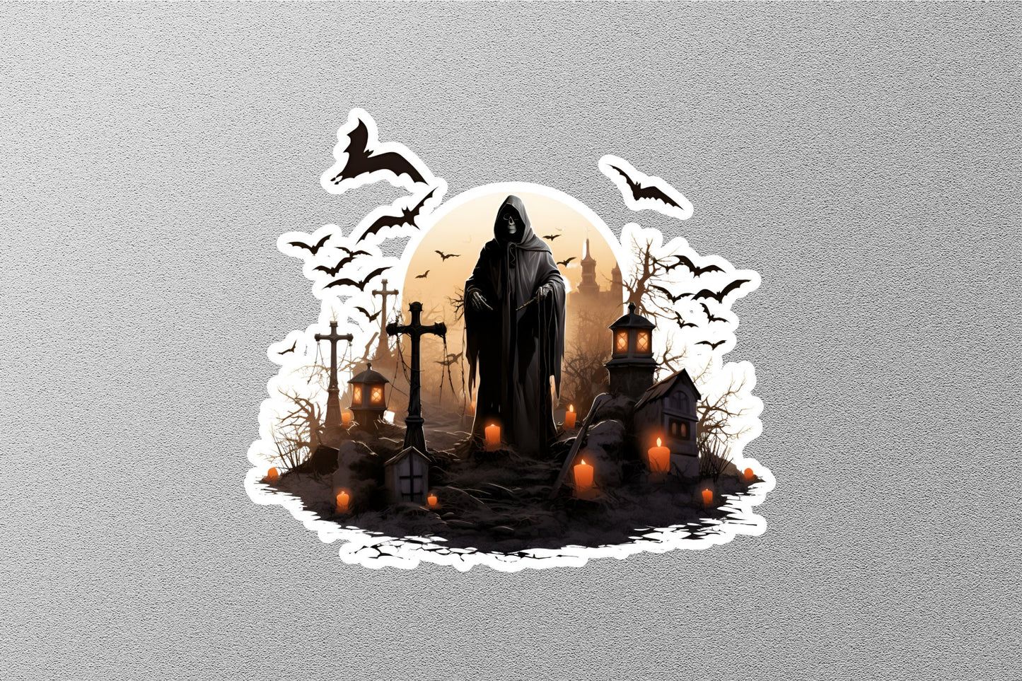 Angel Of Death In The Cemetery Halloween Sticker