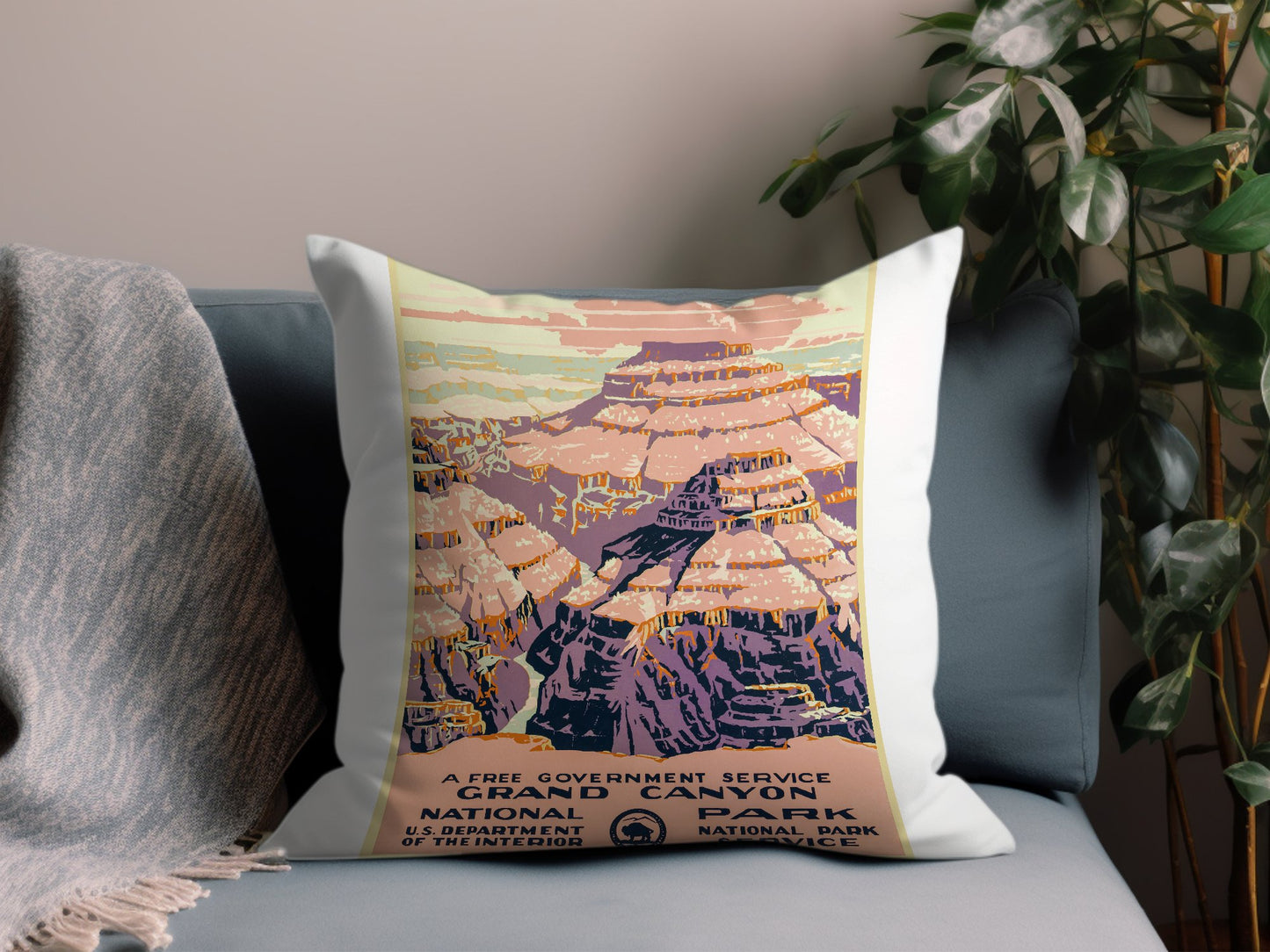 Vintage Grand Canyon Throw Pillow