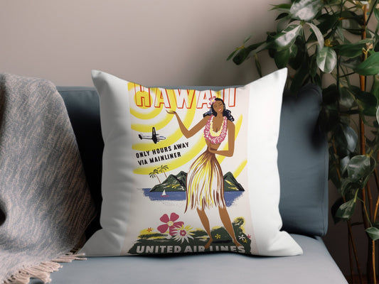 Vintage Hawaii Throw Pillow