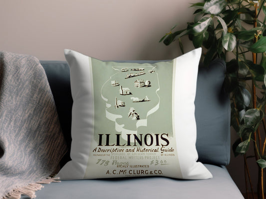 Vintage Illinois Throw Pillow