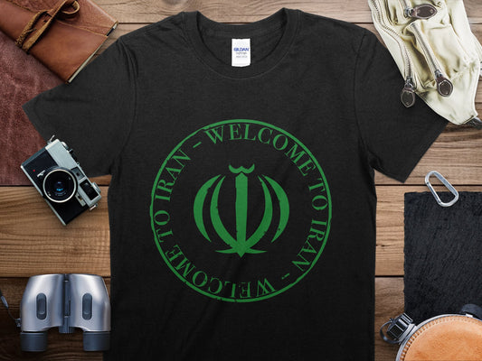 Iran Green Stamp Travel T-Shirt, Iran Green Travel Shirt