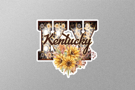 Floral Ky Kentucky With Sunflowers State Sticker
