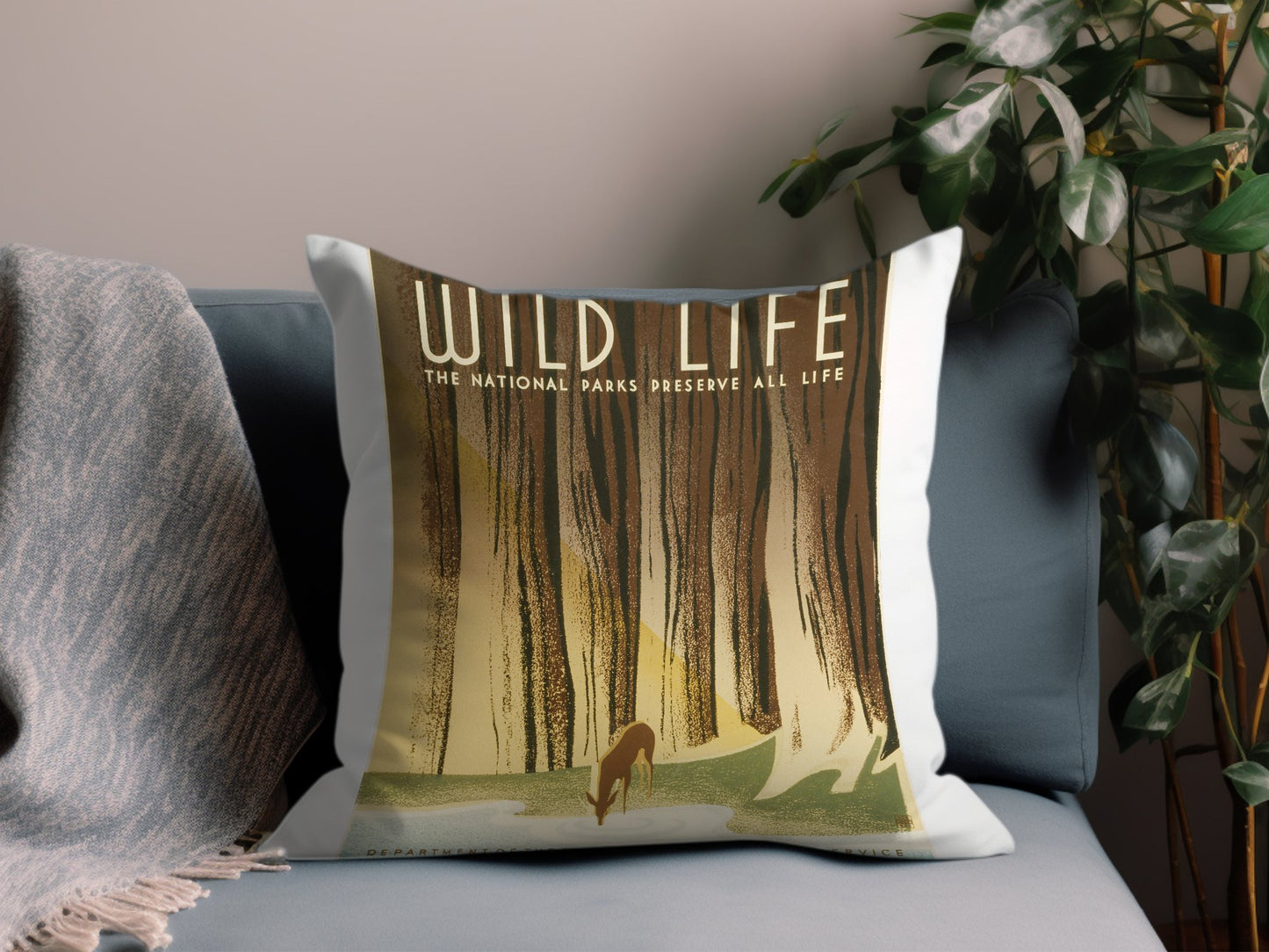 Vintage Wild Life Throw Pillow