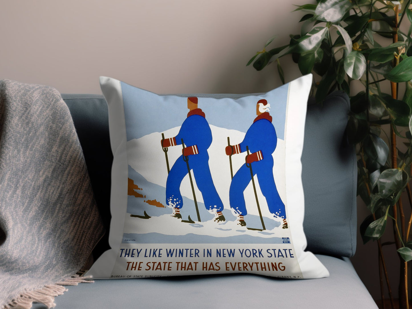 Vintage New York State Throw Pillow