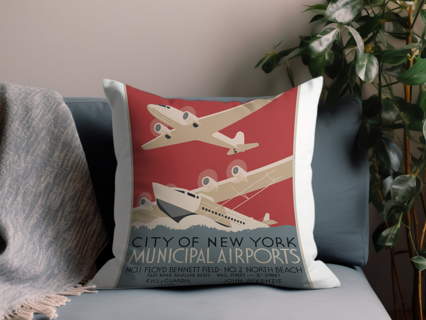 Vintage City Of New York Throw Pillow