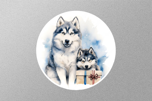 Husky Dog's Christmas Sticker