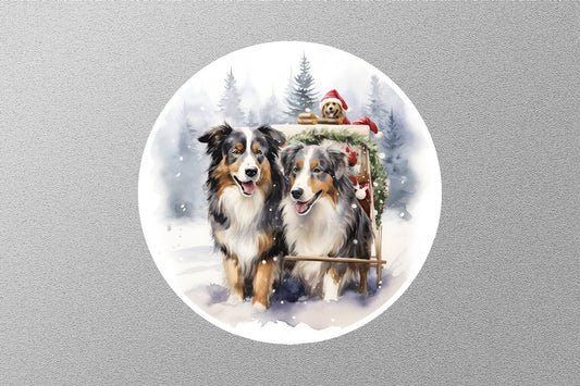 Australian Shepherd Dog Christmas Sticker