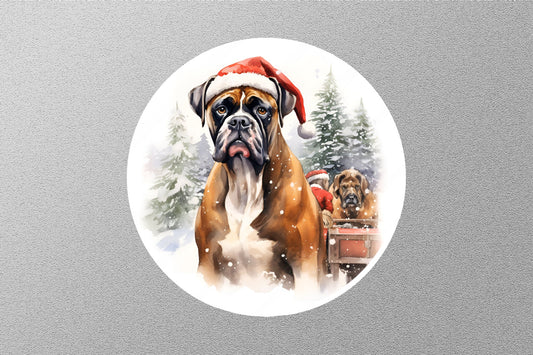 Boxer Dog Christmas Sticker
