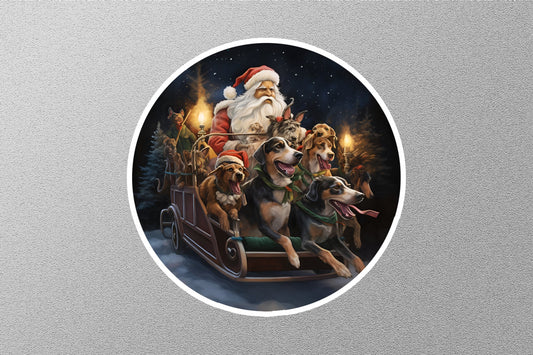 Photo Real Santa's Sleigh Pulled By a Team Of Six Christmas Sticker