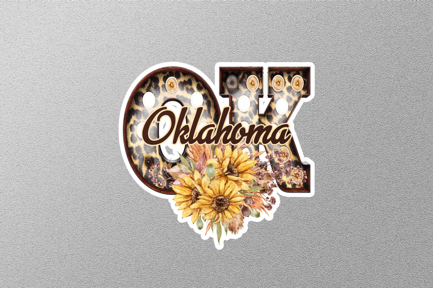 Floral Oklahoma With Sunflowers State Sticker