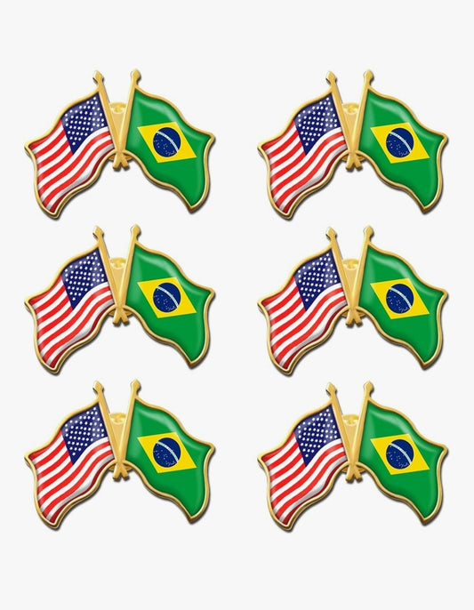 Wholesale Brazil USA Flag Pins