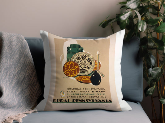 Vintage Rural Pennsylvania Throw Pillow