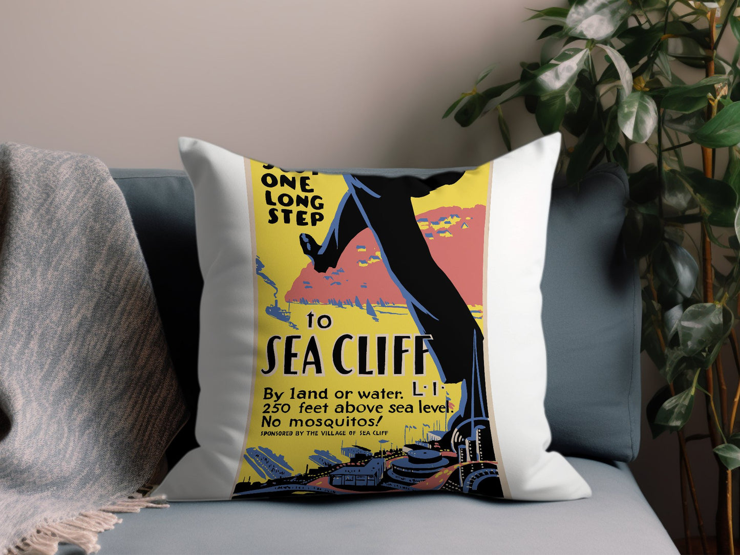 Vintage Sea Cliff Throw Pillow