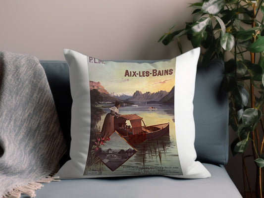 Vintage Plm Aix-les-Bains Throw Pillow