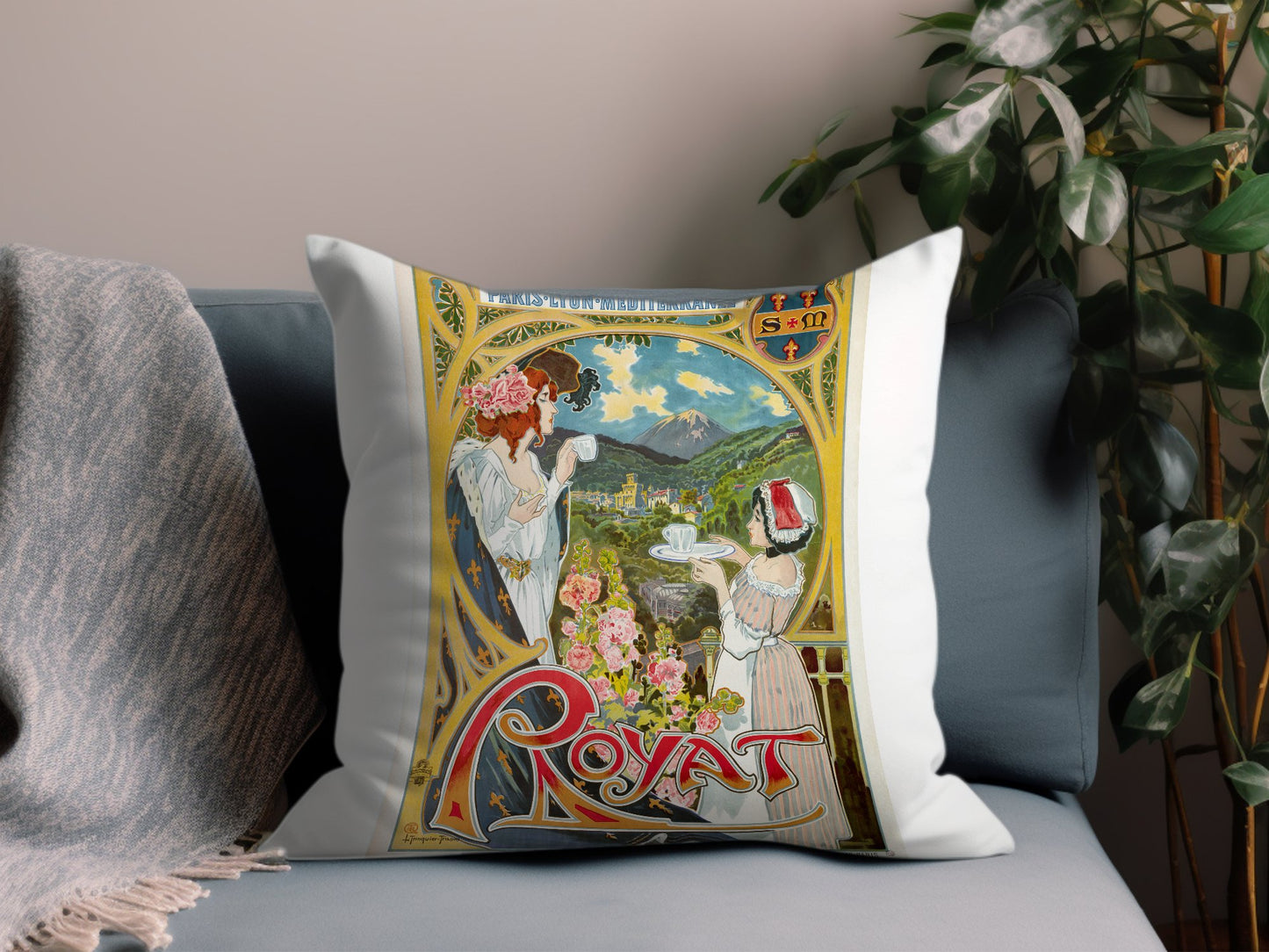 Vintage Royat Throw Pillow