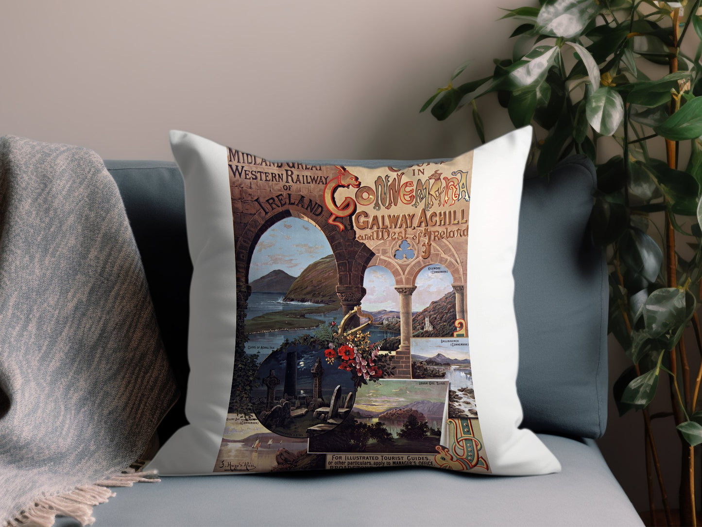 Vintage Western Railway Throw Pillow